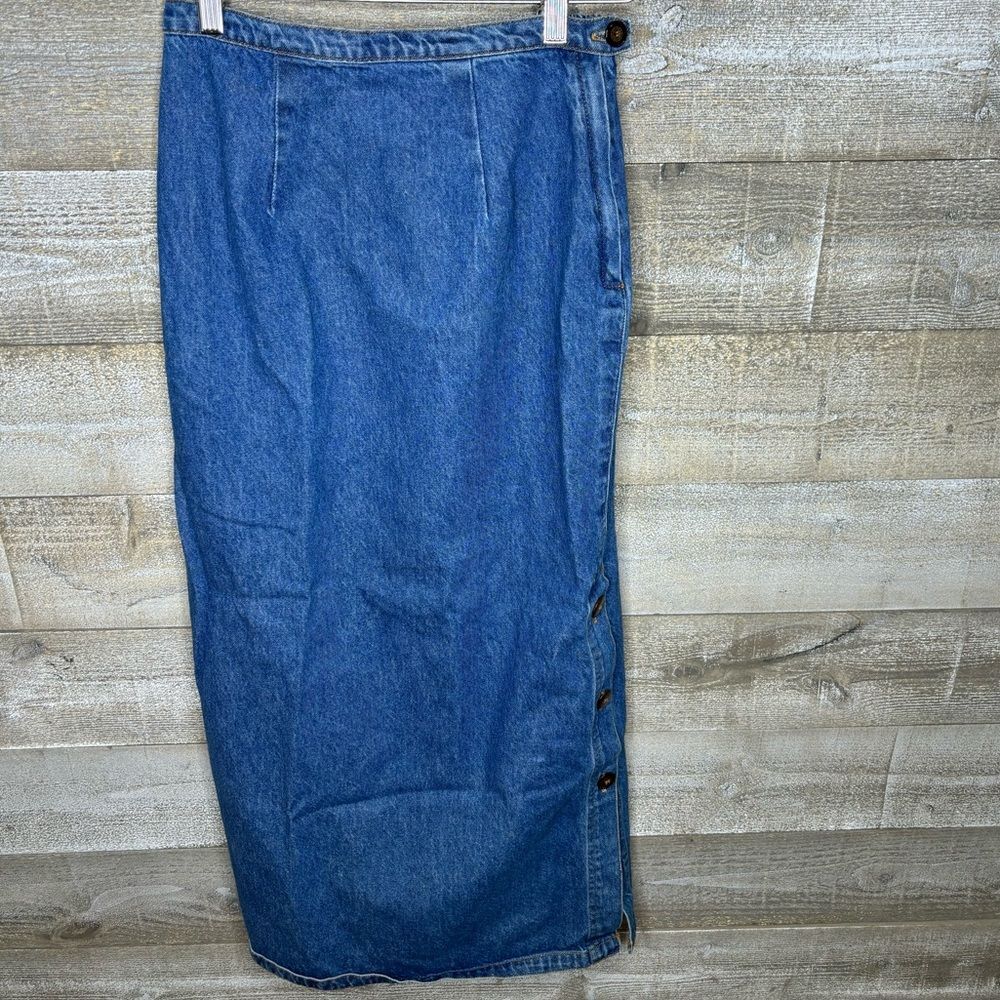 Color me Cotton small vintage 90s long denim skirt maxi small
